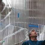 hanging glass art installation for Agricole capella